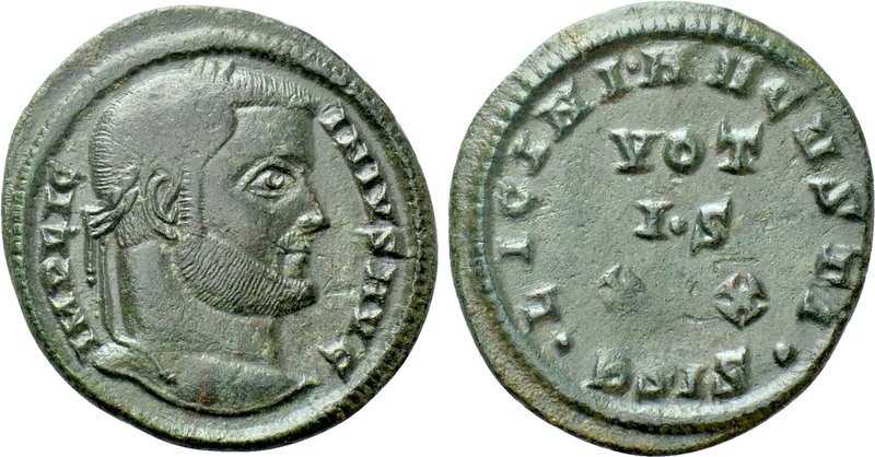 LICINIUS I (308-324). Follis. Siscia. 

Obv: IMP LICINIVS AVG. 
Laureate head...