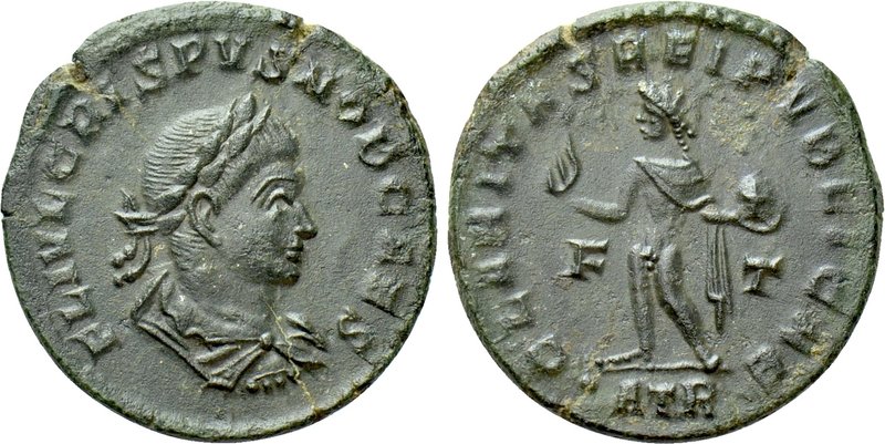 CRISPUS (Caesar, 316-326). Follis. Treveri. 

Obv: FL IVL CRISPVS NOB CAES. 
...