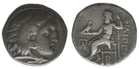 GRIECHEN Philipp III . 323-317

Drachme 
Herkuleskopf nach rechts / Zeus
4,14 Gramm, ss