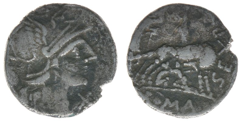 ROM Republik Sex.Pompeius Fostlus 133-126 BC

Denar
Romakopf nach rechts / Wölfi...