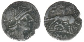ROM Republik Sex.Pompeius Fostlus 133-126 BC

Denar
Romakopf nach rechts / Wölfin Romulus und Remus säugend
Syd.461,3,36 Gramm, ss