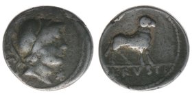 ROM Republik L.Rustius 74 BC

Denar 
Marskopf nach rechts /Widder nach rechts
Syd.782, 3,29 Gramm, ss