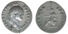 ROM Kaiserzeit
Vespasianus 69-79
Denar
IMP CAESAR VESPASIANVS AVG / PON MAX TR P COS VI
3,12 Gramm, ss, Kampmann 20.57