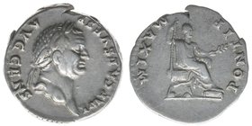 ROM Kaiserzeit
Vespasianus 69-79
Denar
IMP CAES VESP AVG CENS / PONTIF MAXIM
3,29 Gramm, ss, Kampmann 20.59