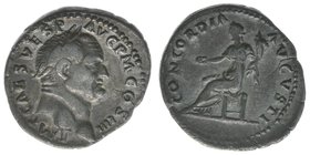ROM Kaiserzeit
Vespasianus 69-79
Denar
IMP CAES VESP AVG PM COS IIII / CONCORDIA AVGVSTI
3,07 Gramm, ss, Kampmann 20.30