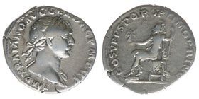 ROM Kaiserzeit Traianus 98-117

Denar
IMP TRAIANO AVG GERM DAS P M TR P / COS V P P SPQR OPTIMO PRINC
3,30 Gramm, ss
