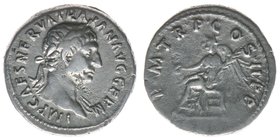 ROM Kaiserzeit Traianus 98-117
Denar
IMP CAES NERVA TRAIAN AVG GERM / PM TR P COS II P P
3,29 Gramm, ss+