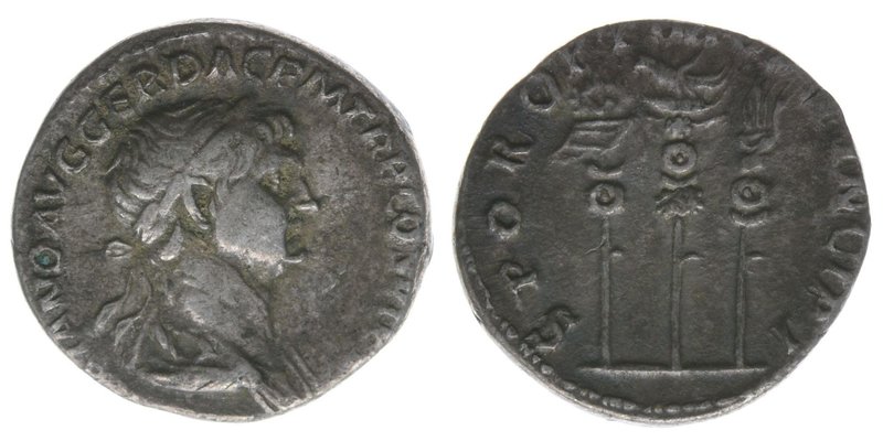 ROM Kaiserzeit
Traianus 98-117
Denar
IMP TRAIANO AVG GER DAC PM TR P COS VI P P ...