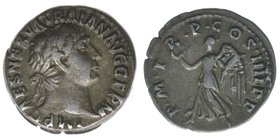 ROM Kaiserzeit
Traianus 98-117
Denar
IMP CAES NERVA TRAIAN AVG GERM / PM TR P COS IIII P P
3,37 Gramm, ss, Kampmann 27.49