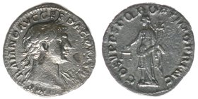 ROM Kaiserzeit
Traianus 98-117
Denar
2,59 Gramm, subaerat, ss