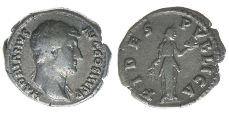 ROM Kaiserzeit Hadrianus 117-138

Denar
HADRIANVS AVG COS III P P / FIDES PVBLIC...