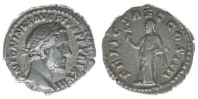 ROM Kaiserzeit Antoninus Pius 138-161
Denar
ANTONINVS AVG PIVS P P TR P XXIII / FELIC SAEC COS IIII
Felicitas nach links stehend
selten, 3,27 Gramm, s...