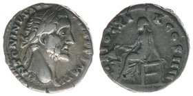 ROM Kaiserzeit
Antoninus Pius 138-161
Denar
ANTONINVS AVG PIVS P P IMP II / TR POT XIX COS IIII
Sear 1147, 3,07 Gramm, ss