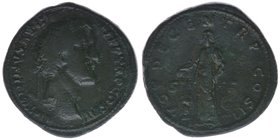 ROM Kaiserzeit Antoninus Pius 138-161
Sesterz

ANTONINVS AVG PIVS P P / VOT DECEN TR P COS II / S - C
Moneta nach links stehend
unpubliziert, 22,76 Gr...