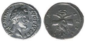 ROM Kaiserzeit
Antoninus Pius 138-161
Denar
ANTONINVS AVG PIVS P P / COS IIII
3,09 Gramm, ss