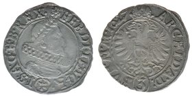 RDR Österreich/Habsburg - Kuttenberg
Kaiser Ferdinand II. 1619-1637
3 Kreuzer 1627
1,70 Gramm, ss