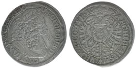 RDR Österreich Habsburg
Kaiser Leopold I.

15 Kreuzer 1685 für Hohenlohe, Mainz
4.83 Gramm, ss Zainende
