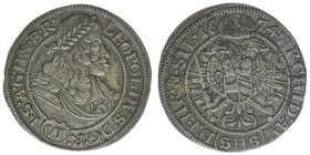 RDR  Österreich Habsburg  Kaiser Leopold I.
6 Kreuzer 1674 SHS Breslau
3,19 Gramm, ss