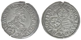 RDR Österreich Habsburg Kaiser Leopold I. 

3 Kreuzer 1666 Graz
1,74 Gramm, vz, Einrisse auf 12 Uhr
