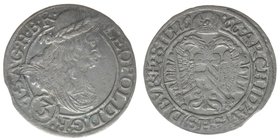 RDR Österreich Habsburg
Kaiser Leopold I.
3 Kreuzer (Groschen) 1666 SHS
Breslau
1.55 Gramm, ss