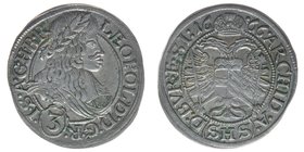 RDR Österreich Habsburg
Kaiser Leopold I.

3 Kreuzer (Groschen) 1666 SHS
1.57 Gramm, ss/vz