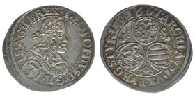 RDR Österreich Habsburg
Kaiser Leopold I.

3 Kreuzer (Groschen) 1667 Graz
Her.1339, 1,63 Gramm, ss/vz