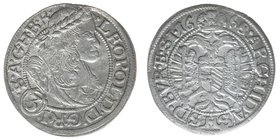 RDR Österreich Habsburg
Kaiser Leopold I.
3 Kreuzer (Groschen) 1668 SHS Breslau
1.58 Gramm, ss+