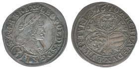 RDR Österreich Habsburg Kaiser Leopold I.

3 Kreuzer 1670, Graz
1,54 Gramm, ss