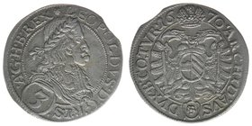 RDR Österreich Habsburg
Kaiser Leopold I.

3 Kreuzer (Groschen) 1670 Wien
1.61 Gramm, ss+