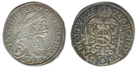 RDR Österreich Habsburg Kaiser Leopold I. 

3 Kreuzer 1672 Wien 
Her.1318, 1,63 Gramm, ss