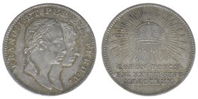 KAISERTUM ÖSTERREICH Kaiser Franz I. und Ferdinand V.

Krönungsjeton 1830 auf die ungarische Krönung in Pressburg

3,27 Gramm, vz