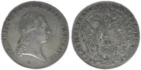 KAISERTUM ÖSTERREICH Kaiser Franz I.
Taler 1822 A
27,92 Gramm, ss/vz