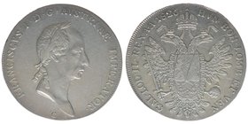 KAISERTUM ÖSTERREICH Kaiser Franz I.

Taler 1826 C Prag
Frühwald 188, 28.06 Gramm, ss/vz justiert