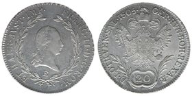 Kaisertum Österreich
Kaiser Franz I.

20 Kreuzer 1805 E
ANK 41, 6,77 Gramm, ss+