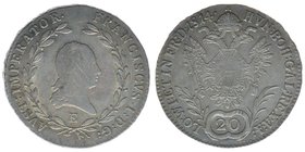 KAISERTUM ÖSTERREICH Kaiser Franz I.

20 Kreuzer 1814 E
6,57 Gramm, ss+