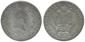 KAISERTUM ÖSTERREICH Kaiser Franz I.
20 Kreuzer 1815 A
6.64 Gramm, vz