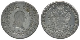Kaisertum Österreich
Kaiser Franz I.
20 Kreuzer 1817 A
6,66 Gramm, ss