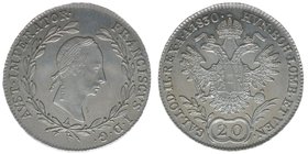 Kaisertum Österreich
Kaiser Franz I.

20 Kreuzer 1830 A
6,72 Gramm, -stfr