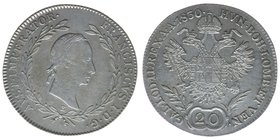 Kaisertum Österreich 
Kaiser Franz I.

20 Kreuzer 1830 E
Karlsburg, 6,65 Gramm, ss