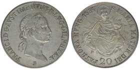 KAISERTUM ÖSTERREICH Ungarn 
Kaiser Franz I.

20 Kreuzer 1835 B
6,66 Gramm, ss