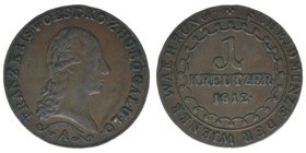 Kaisertum Österreich
Kaiser Franz I.

1 Kreuzer 1812 A
Her.1078, 4,97 Gramm, ss