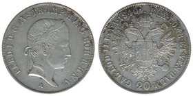 Kaisertum Österreich
Kaiser Ferdinand I.
20 Kreuzer 1840 A
6,65 Gramm, -vz