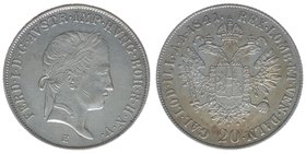 KAISERTUM ÖSTERREICH Kaiser Ferdinand I.

20 Kreuzer 1841 E
6,64 Gramm, ss/vz