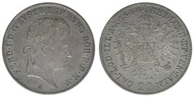 Kaisertum Österreich
Kaiser Ferdinand I.

20 Kreuzer 1844 A
6,68 Gramm, vz