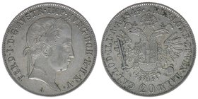 KAISERTUM ÖSTERREICH Kaiser Ferdinand I.
20 Kreuzer 1845 A
6,68 Gramm, -vz