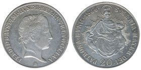 KAISERTUM ÖSTERREICH Kaiser Ferdinand I.
20 Kreuzer 1846 B

vz++
Silber
6.70g