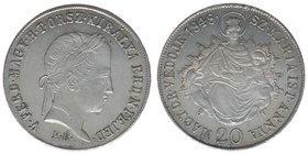KAISERTUM ÖSTERREICH Kaiser Ferdinand I.

20 Kreuzer 1848 KB
6,61 Gramm, vz+