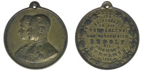 Kaisertum Österreich
Medaille 1881
Auf die Vermählung von Kronprinz Rudolf mit Prinzessin Stefanie
Messing
9.87 Gramm, 30mm, ss++