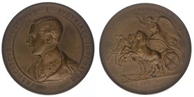 KAISERTUM ÖSTERREICH
Kaiser Franz Joseph I.
Mattierte Bronzemedaille 1849 von C. Lange auf den Sieg bei Novara. Uniformiertes Brustbild nach links /...
