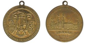 Kaisertum Österreich
Medaille mit Originalöse 1902
Erinnerungsmedaille 1902
Graz 6. deutsches Sängerbundfest
Messing, 12.42 Gramm, stfr